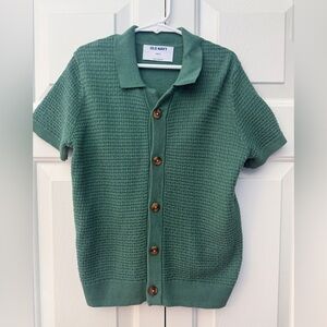 Old Navy Knit Green Button Down Shirt